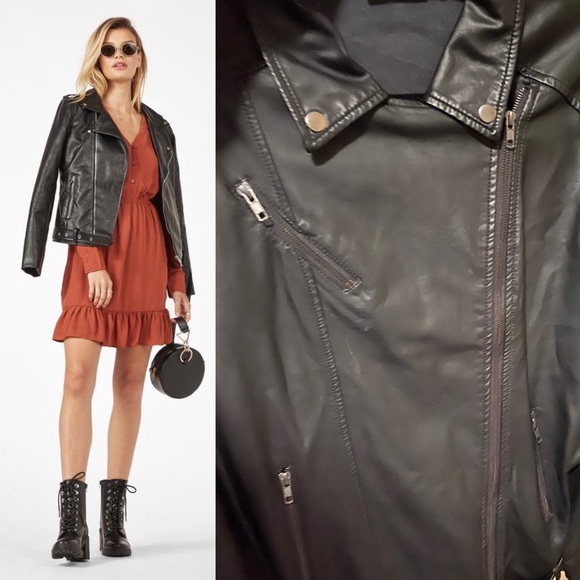 JustFab Jackets & Blazers - JUSTFAB faux leather belted moto jacket Medium